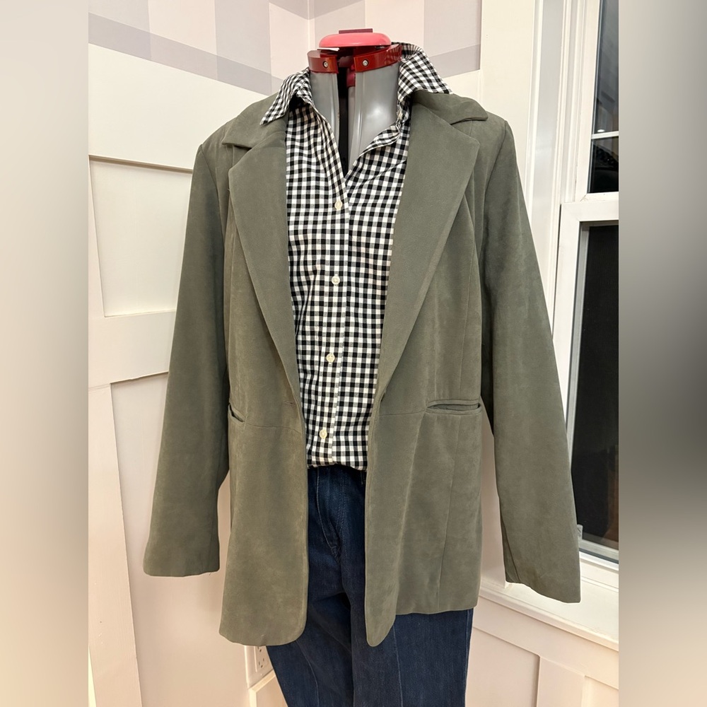Denim&Co Olive‎ Blazer Jacket Size Large